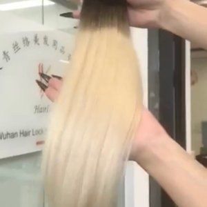 18 inch human hair extensions dark rooted / ash / ice blonde color